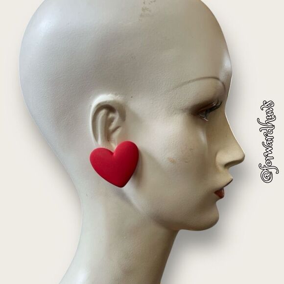 Bundle Sale 3 for $15 | Large Red Heart Earrings - Picture 6 of 7